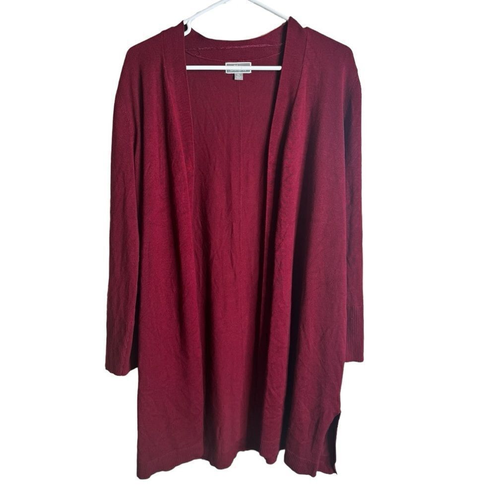 JM Collection Red Open Front Cardigan size XL